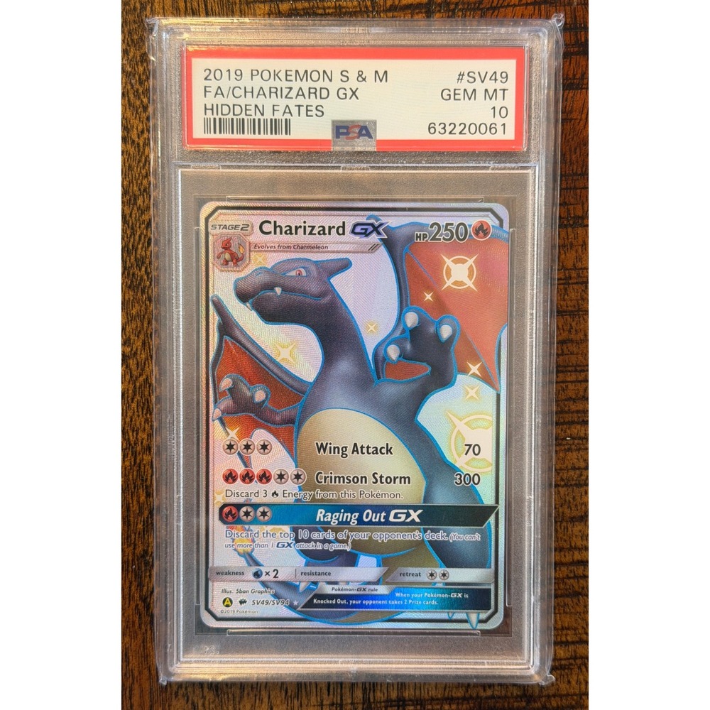 Pokemon Charizard GX Hidden Fates Shiny Vault Full Art #SV49 PSA 10 Gem Mint